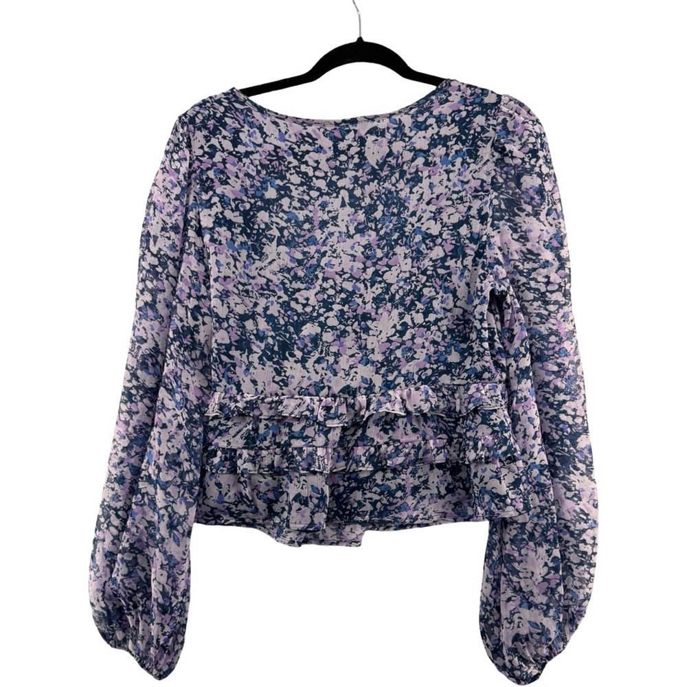 Abercrombie & Fitch Floral Sheer Ruffle Sleeve Blouse - Picture 9 of 11